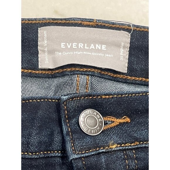 Everlane The Curvy High Rise Skinny Jeans in Dark Blue Wash 35 Womens denim pant - Picture 12 of 14